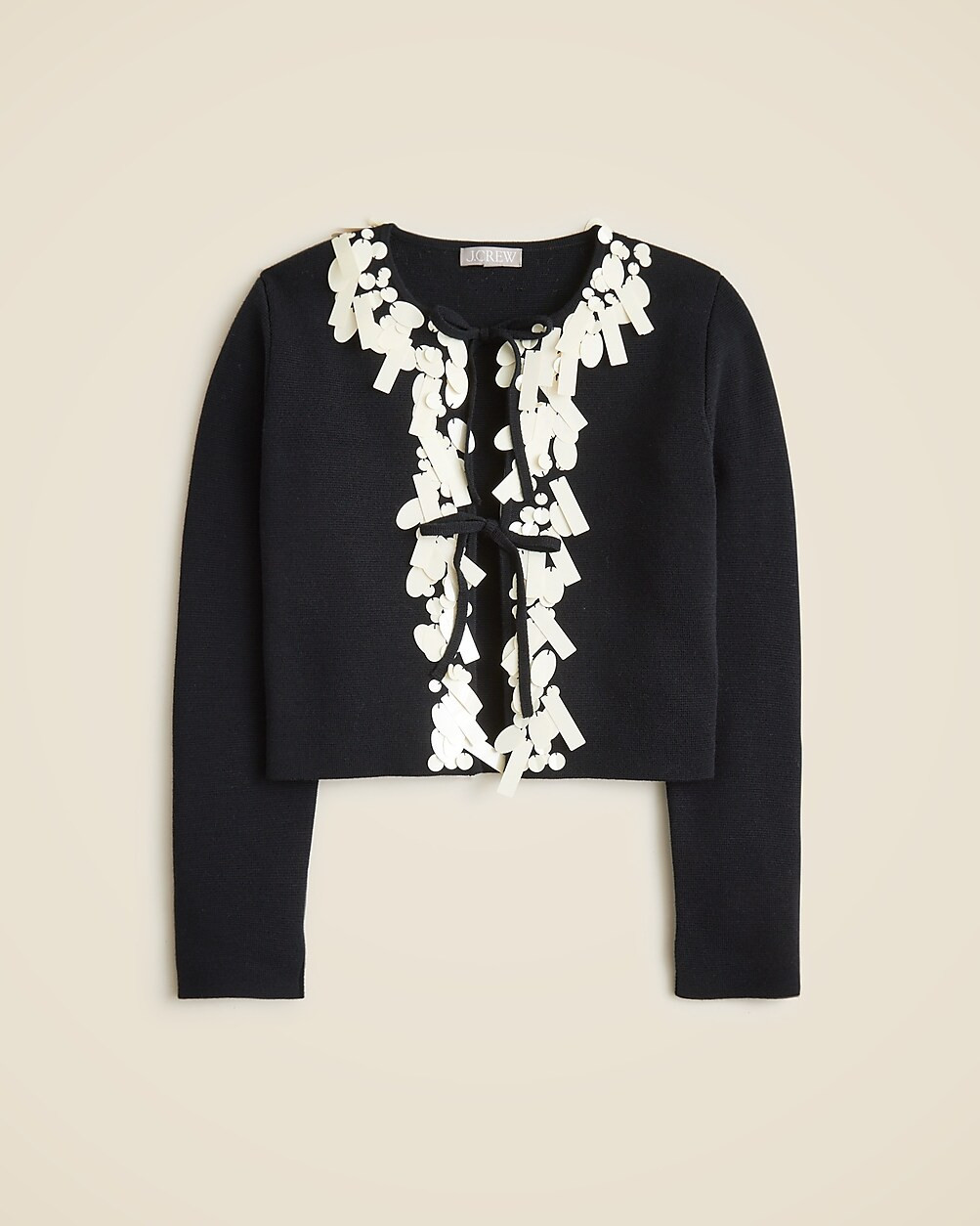 Sequin tie-front cardigan sweater in merino wool | J. Crew US