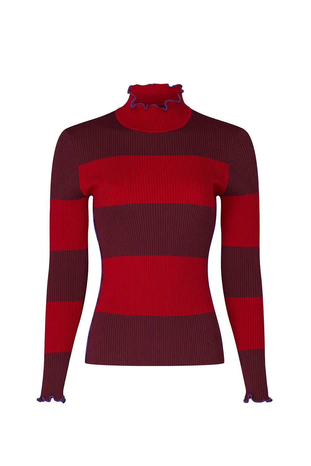 Koché Collective Ruffle Trim Striped Sweater | Rent The Runway