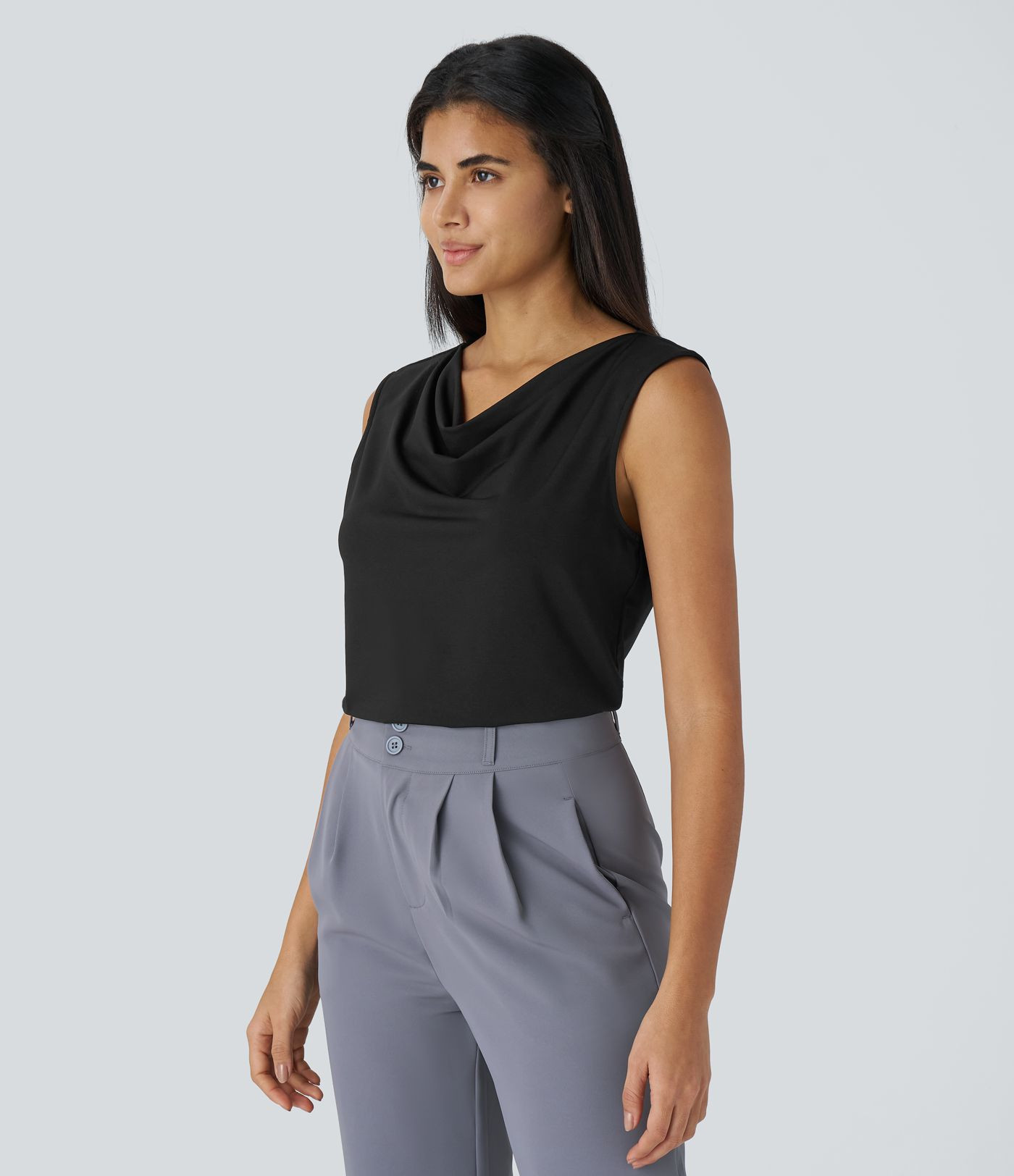 Cowl Neck Sleeveless Work Blouse | HALARA