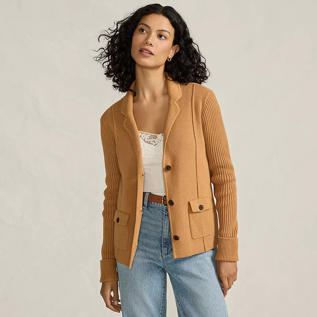 Women's Drifter Ribbed Collared Blazer Sweater | Lands' End (US)