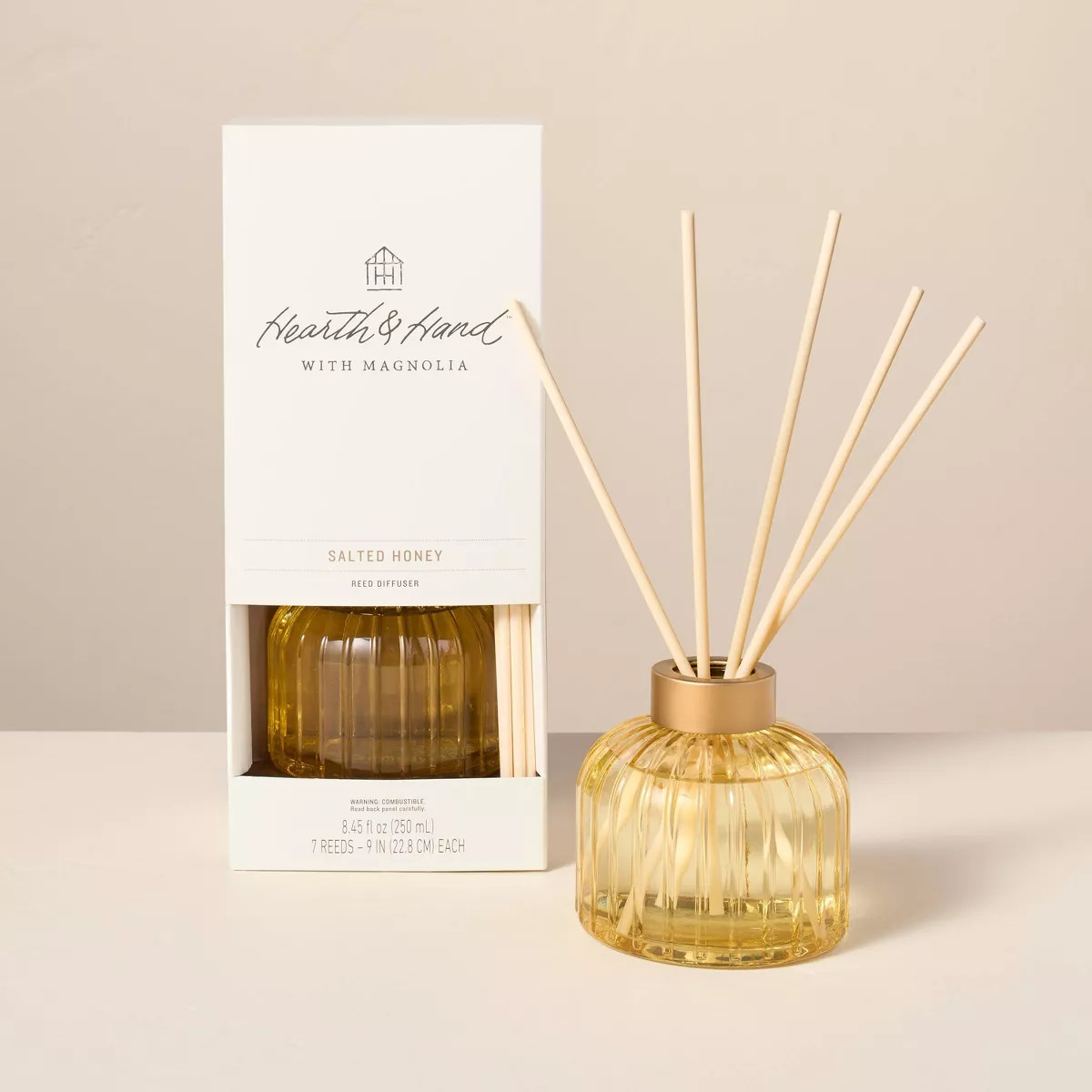 8.45 fl oz Ribbed Glass Diffuser - Hearth & Hand™ with Magnolia | Target