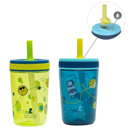 Zak Designs 15oz Plastic Kelso Straw Tumbler 2-Pack Inspired by St. Jude Patient Art Space Smiles | Walmart (US)