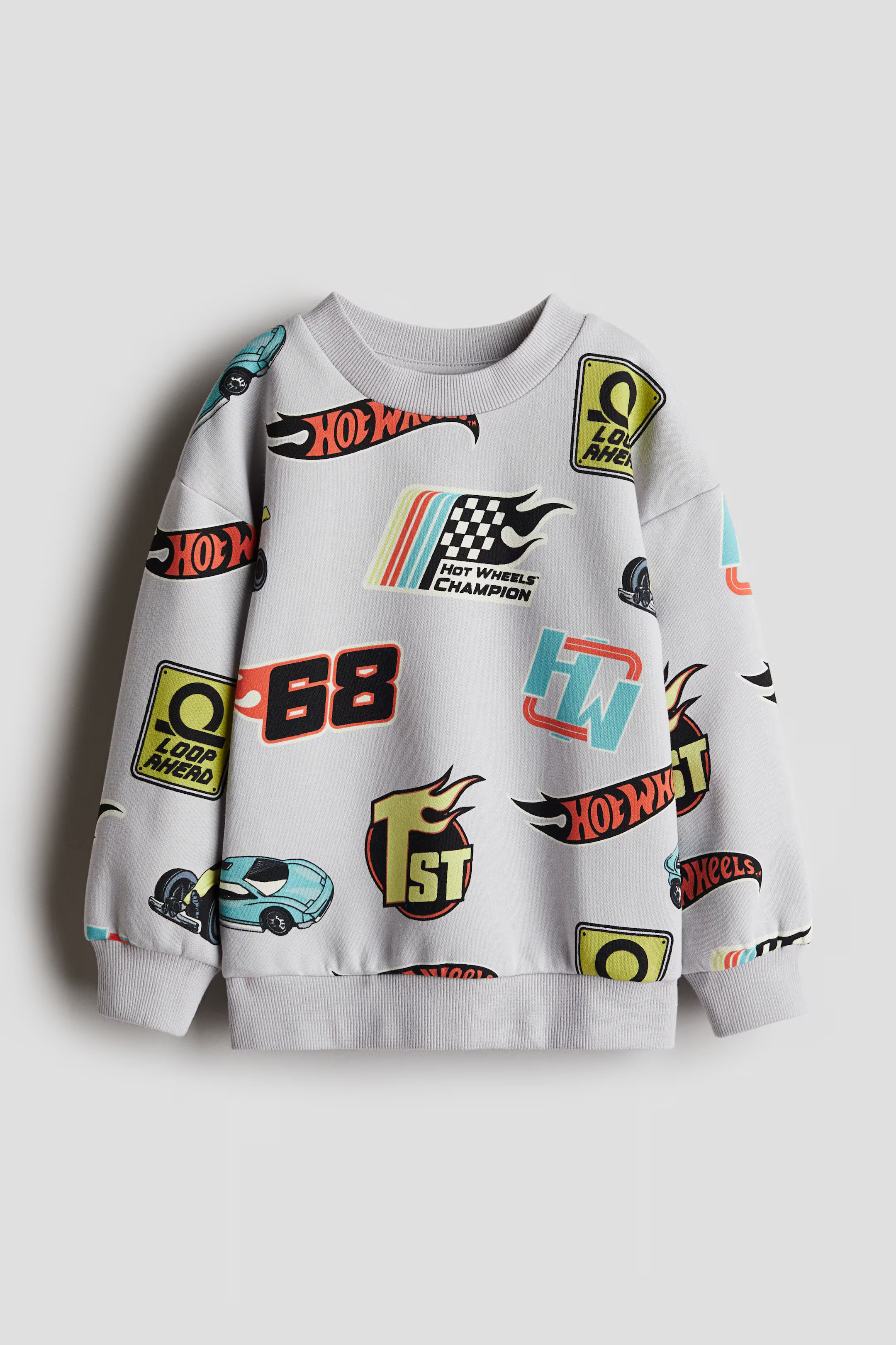 Oversized Printed Sweatshirt - Light grey/Hot Wheels - Kids | H&M US | H&M (US + CA)
