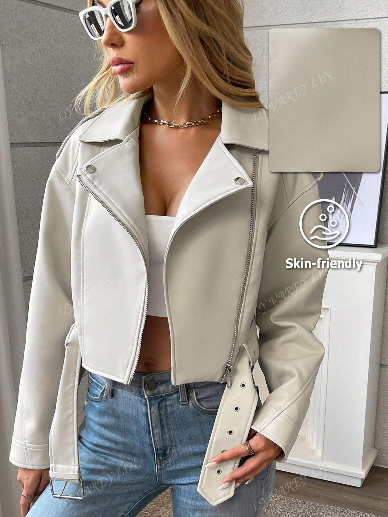 Women's Solid Color Simple Daily Zip-Up Short Jacket | SHEIN