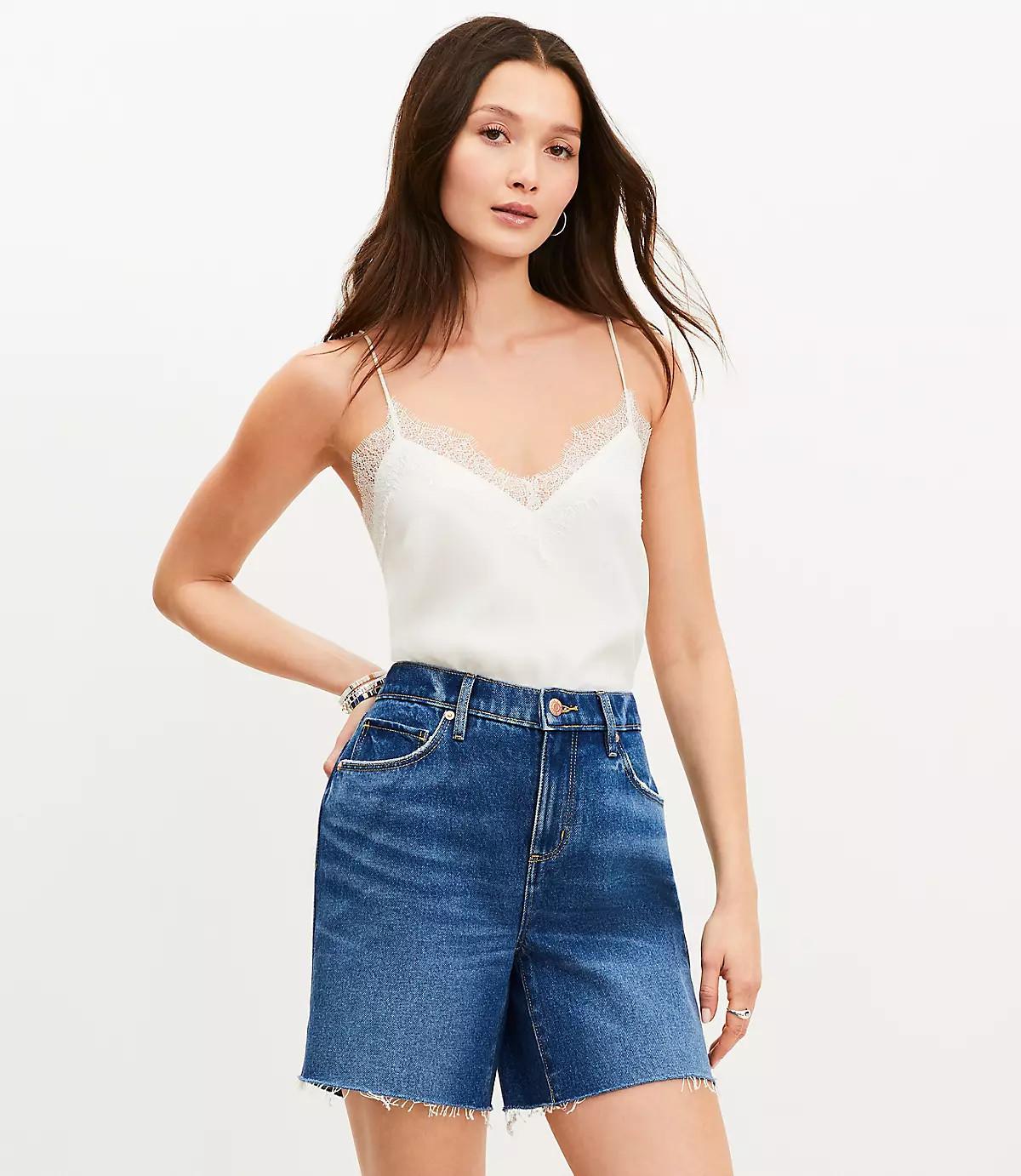 Lace Trim V-Neck Cami | LOFT