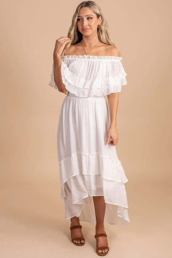 A Weekend In California Off Shoulder Midi Dress | Bella Ella Boutique, LLC