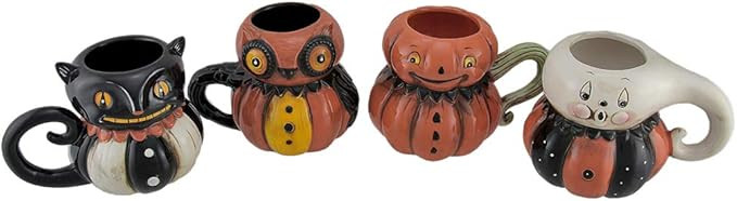 Johanna Parker Pumpkin Peeps Set of 4 Ceramic Halloween Mugs Vintage Style Fall Holiday Coffee Cu... | Amazon (US)