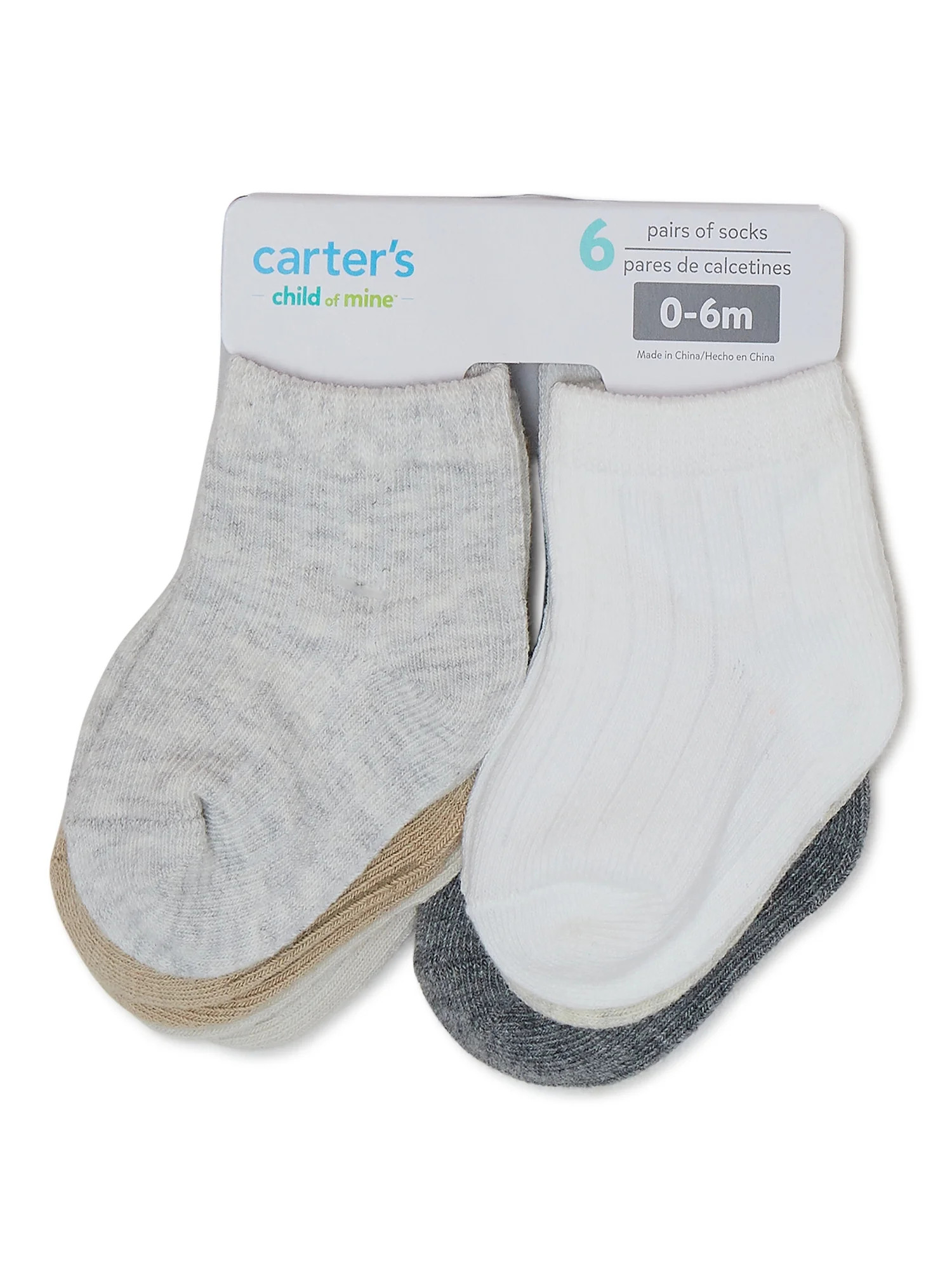 Carter's Child of Mine, Infant Baby Boy Ribbed Crew Socks, 6 Pack, Size 0-12 Months | Walmart (US)