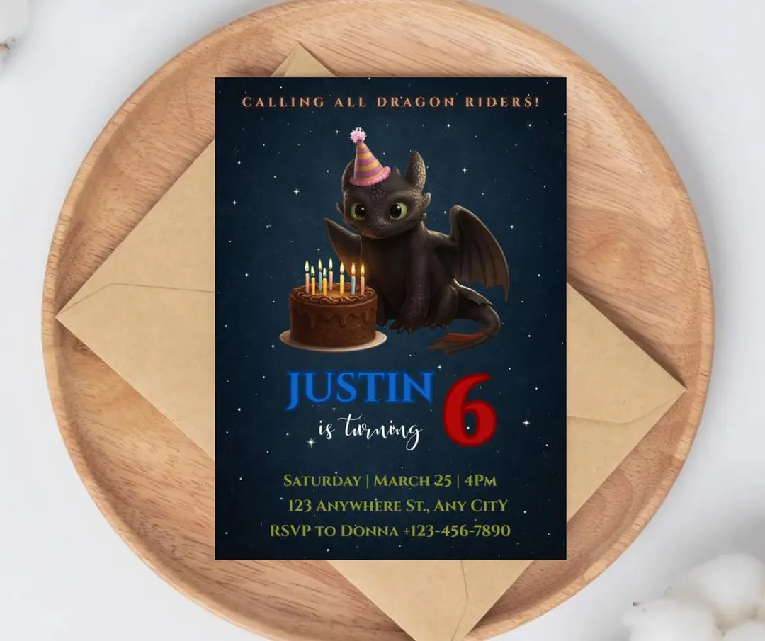 Toothless Birthday Invitation: Editable Kids Party Invite (digital Download) - Etsy | Etsy (US)