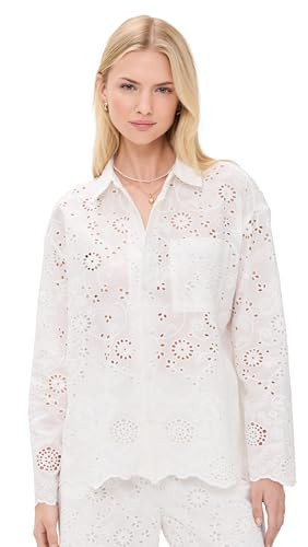 Splendid Women's x @Cellajaneblog Eyelet Button Down, White, XS | Amazon (US)