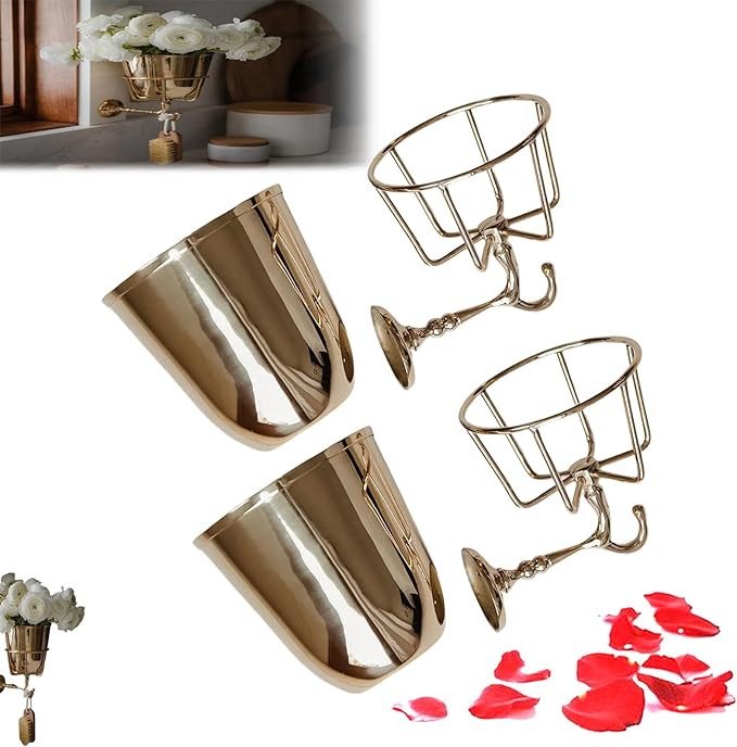 Opal Wall Vessel, Wall Mounted Brass Container Vase, Multi-Function Hanging Organizer for Home，... | Amazon (US)