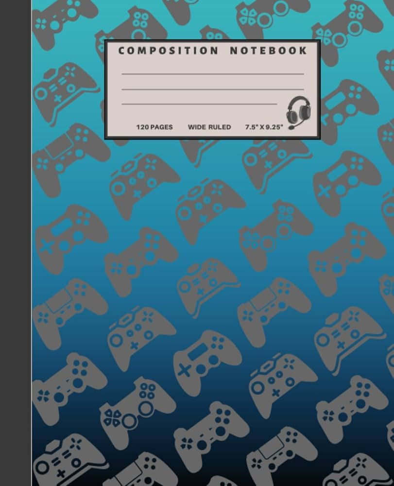 Wide Ruled Composition Notebook: Preppy Video Gamer Aesthetic Lined Paper Writing Notebook with B... | Amazon (US)