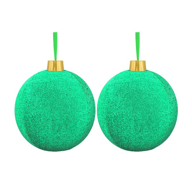 Set of 2 Teal Tinsel Jumbo Ornaments, 12" | At Home