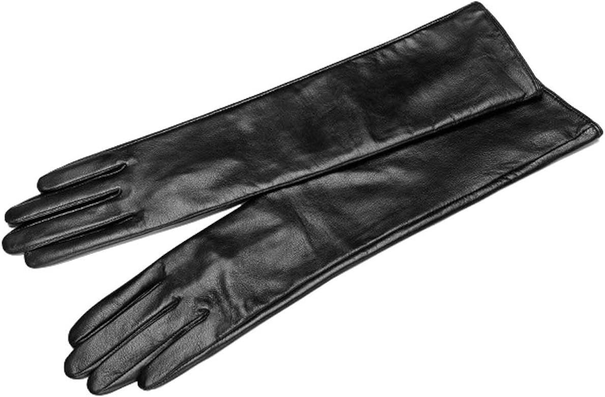 QECEPEI Women's Long Leather Gloves Winter Touchscreen Opera Evening Dress Driving Elbow Length G... | Amazon (UK)