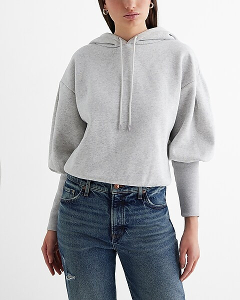 Ribbed Cuff Fleece Hoodie | Express