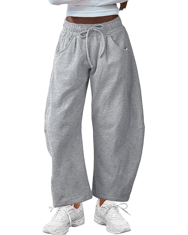 Yimoon Womens Barrel Leg Sweatpants Drawstring Elastic Waist Wide Leg Pants Baggy Lounge Pants wi... | Amazon (US)
