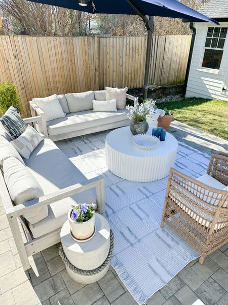 I refreshed our patio space with pieces from the Joss and Main spring edit! My favorite pieces are the terracotta planter, white modern outdoor accent table, blue glassware, tumbler, white ceramic serving bowk, blue and white indoor/outdoor blue and white fringe rug. Coastal patio design, home decor, outdoor decor. @JossandMain #JossandMainPartner #JMSpringEdit #liketkit @shop.ltk

#LTKFind #LTKSeasonal #LTKhome