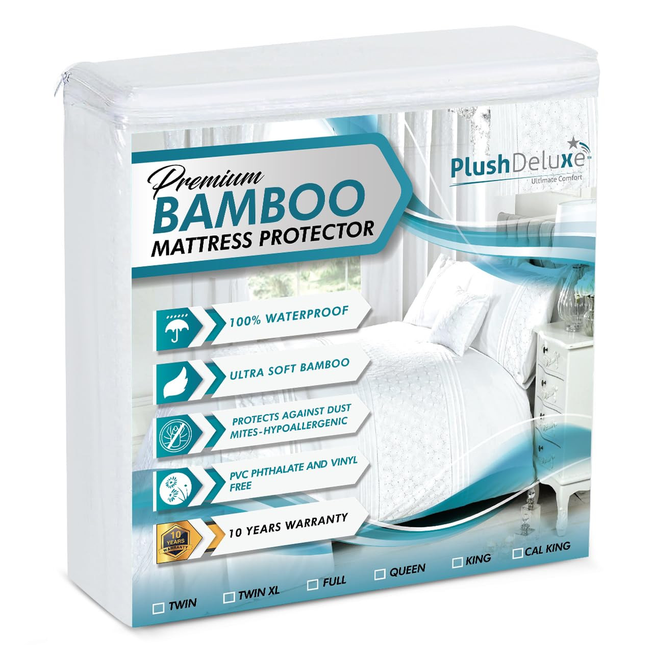 PlushDeluxe Premium Bamboo Mattress Protector – Twin Size, Waterproof, & Ultra Soft Breathable ... | Amazon (US)
