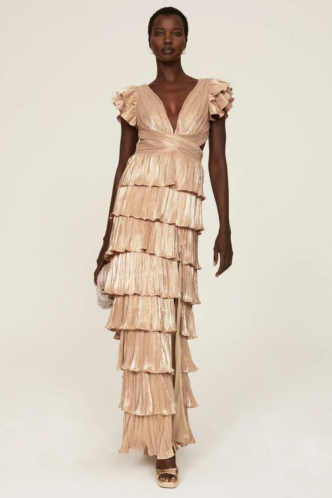 Gold Ruffle Gown | Rent the Runway