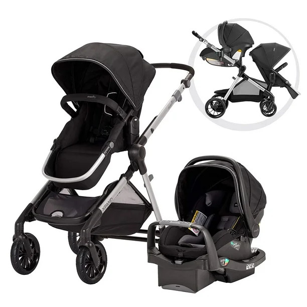 Evenflo Pivot Xpand Modular Travel System with SafeMax Infant Car Seat (Stallion Black) | Walmart (US)