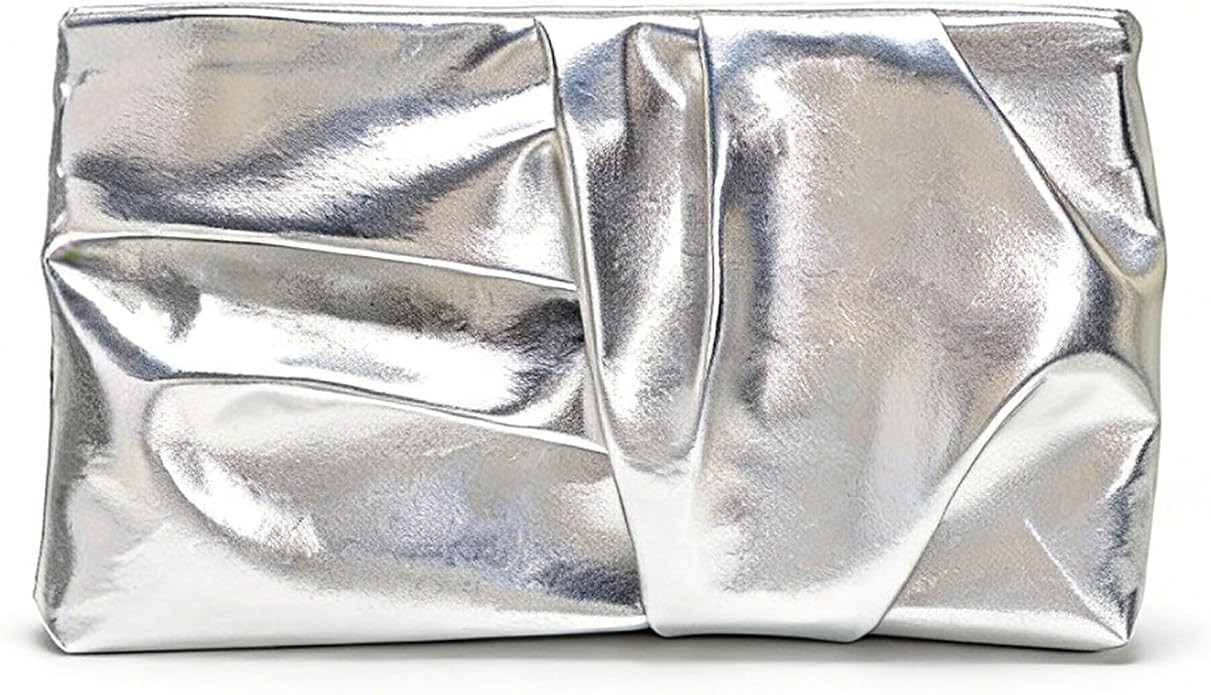 Womens Evening Bag Luxury PU Leather Clutch Purse with Fashionable Pleated Design Handbag for Wed... | Amazon (US)