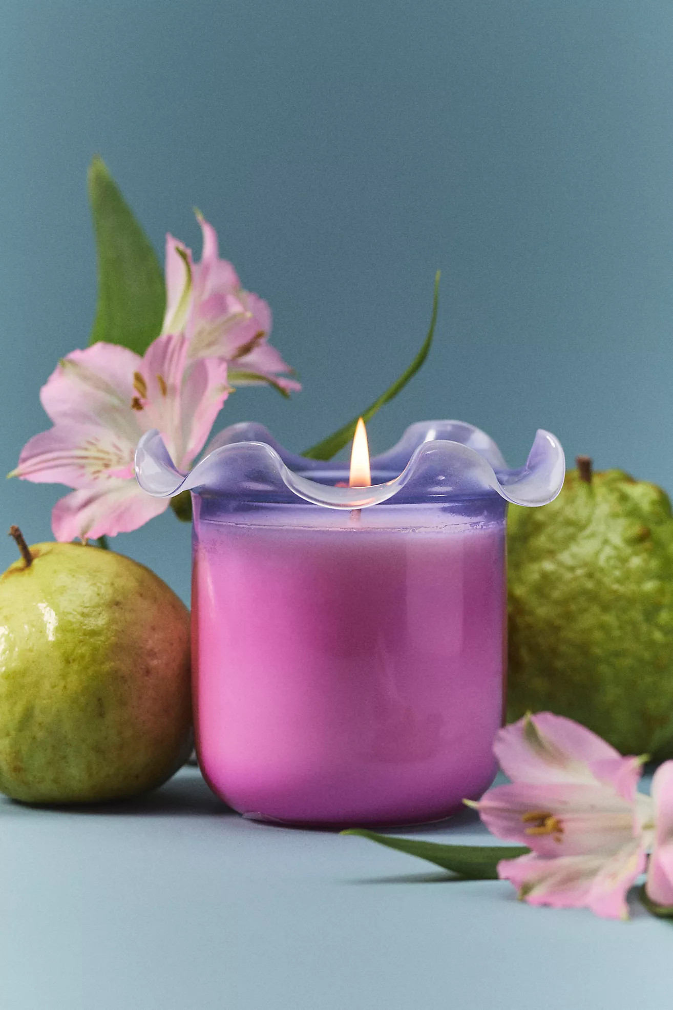 Ruffle Top Fruity Hibiscus & Pink Guava Glass Candle | Anthropologie (US)