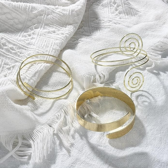 FUNRUN JEWELRY Arm Cuff Upper Arm Band for Women Gold Arm Cuff Bangle Bracelets Adjustable Coil S... | Amazon (US)