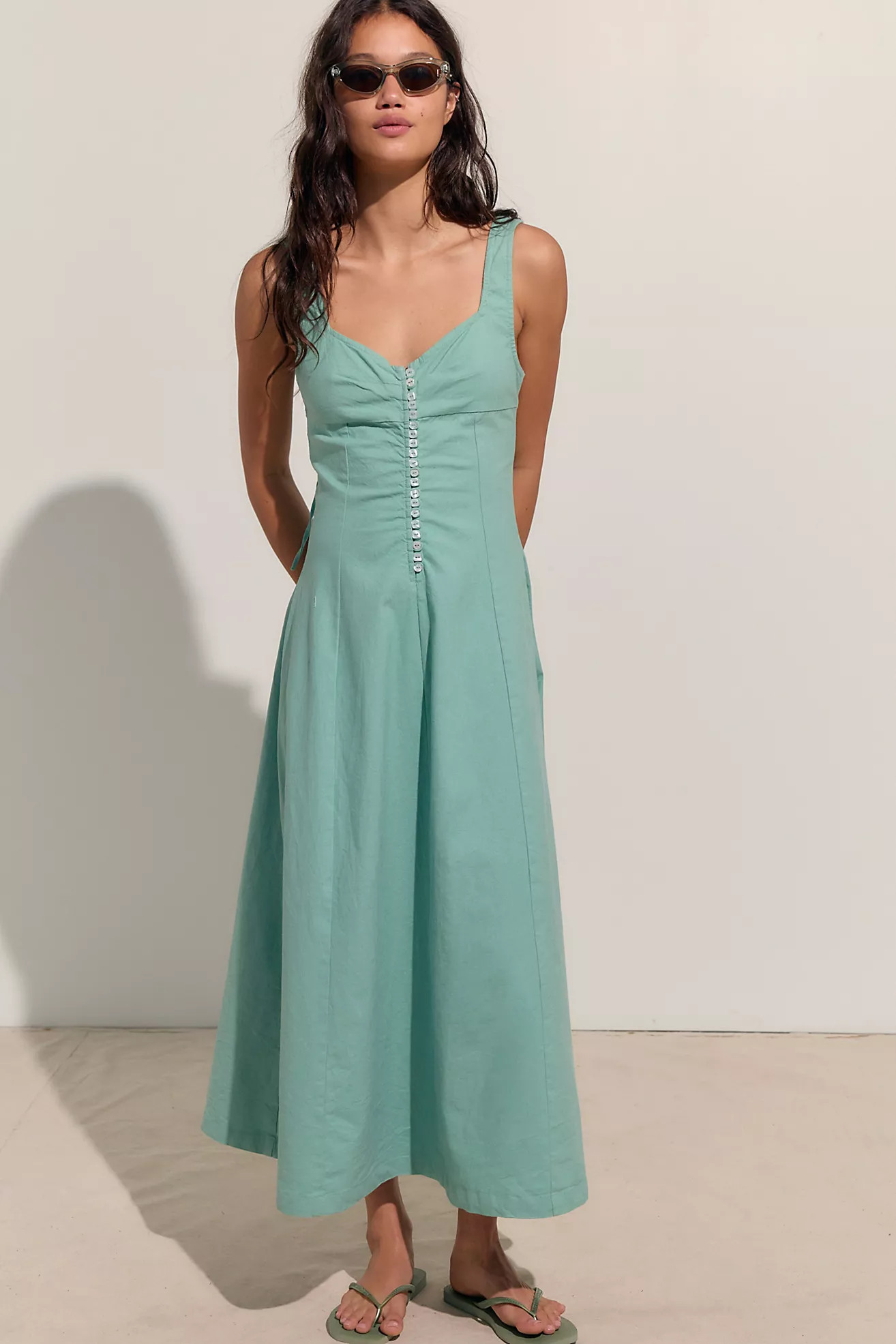 Holland Stretch Linen Midi Dress | Free People (Global - UK&FR Excluded)