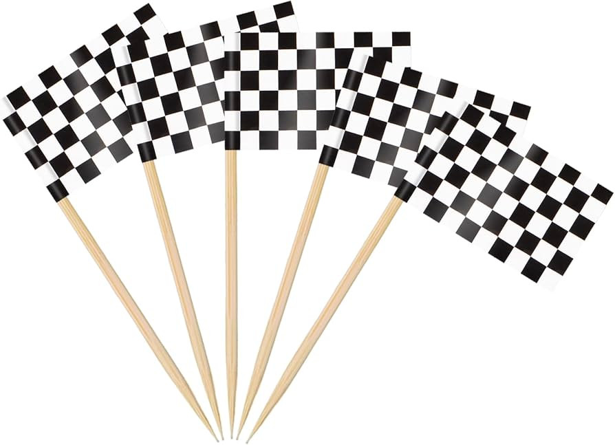 AhfuLife 100 Pcs Checkered Racing Flags Toothpick, Black and White Toothpick Flags Cupcake Topper... | Amazon (US)