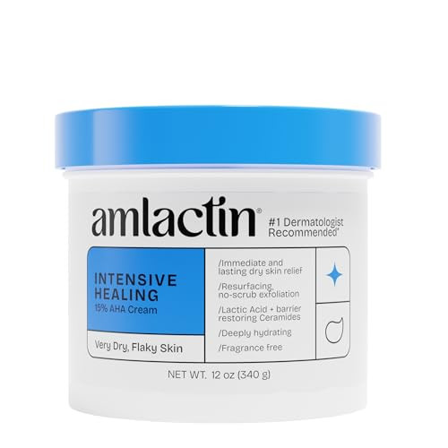 AmLactin Intensive Healing - Therapeutic Body Cream for Extremely Dry Skin - No-Scrub Exfoliator and Body Moisturizer Cream with 15% Lactic Acid AHA and Ceramides, 12 oz (Packaging May Vary) | Amazon (US)
