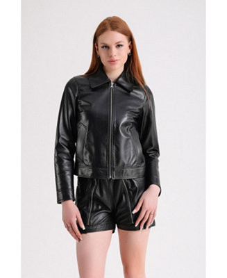 Women's Leather Jacket, Black | Macy's