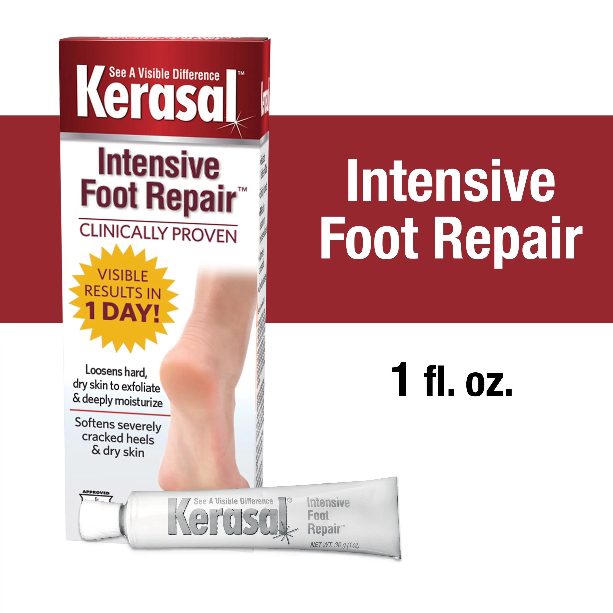 Kerasal Intensive Foot Repair, Skin Healing Ointment for Cracked Heels and Dry Feet, 1 Oz | Walmart (US)