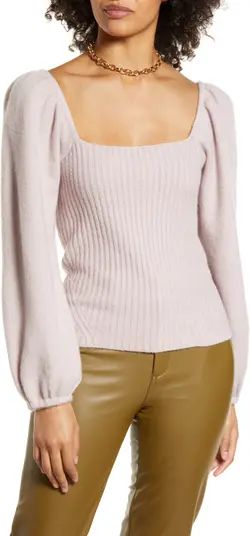 Puff Sleeve Square Neck Sweater | Nordstrom