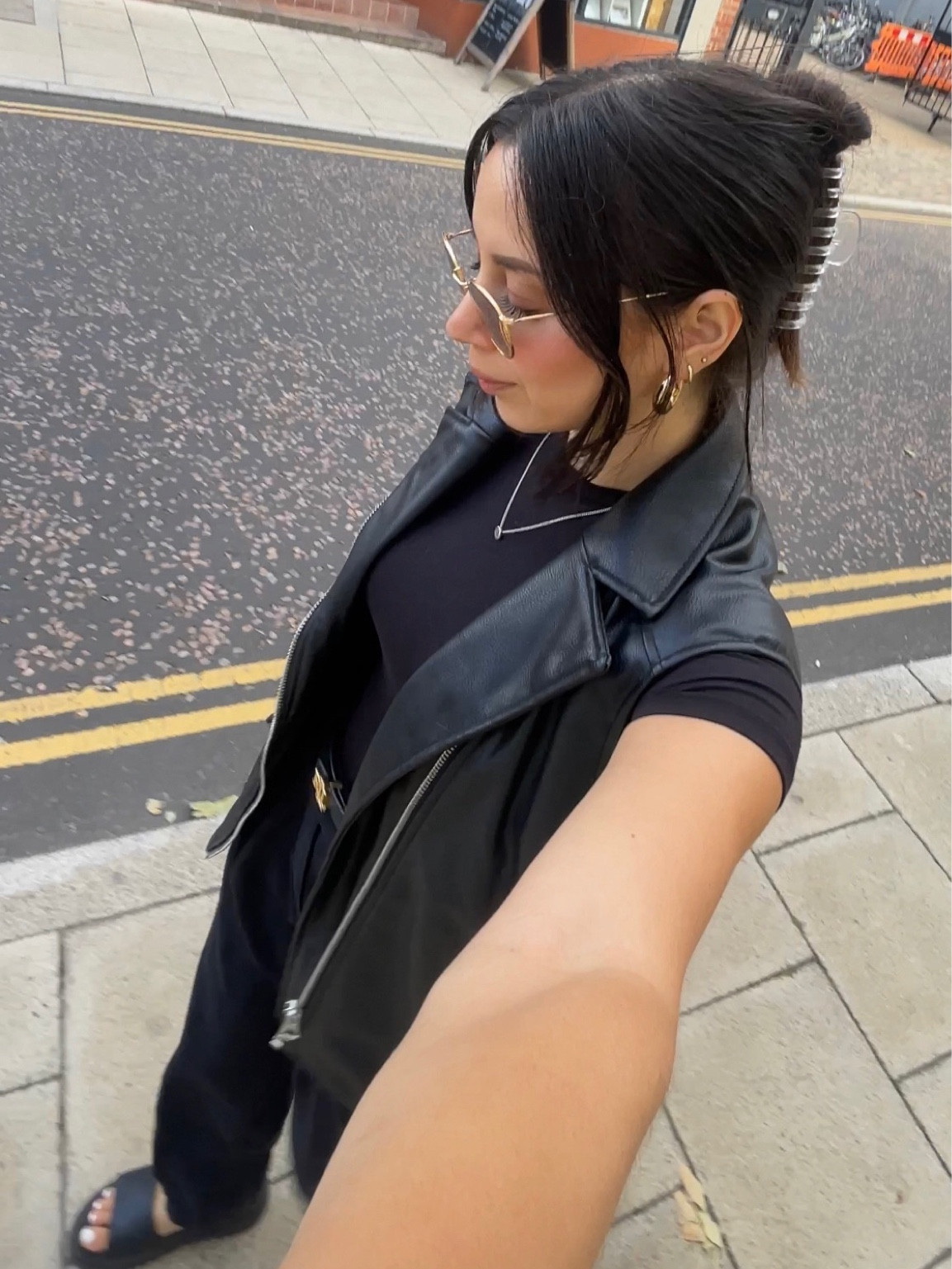 All in black from H&M, perfect transitional outfit as we go into fall 🖤 Cannot believe I’m an avid trouser wearer now! 

All items are exact accept the earrings and jacket are similar ✨

#LTKstyletip #LTKeurope