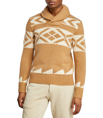 Ralph Lauren Purple Label Camel Hand Knit Cashmere Geometric Sweater New $1495 | eBay US