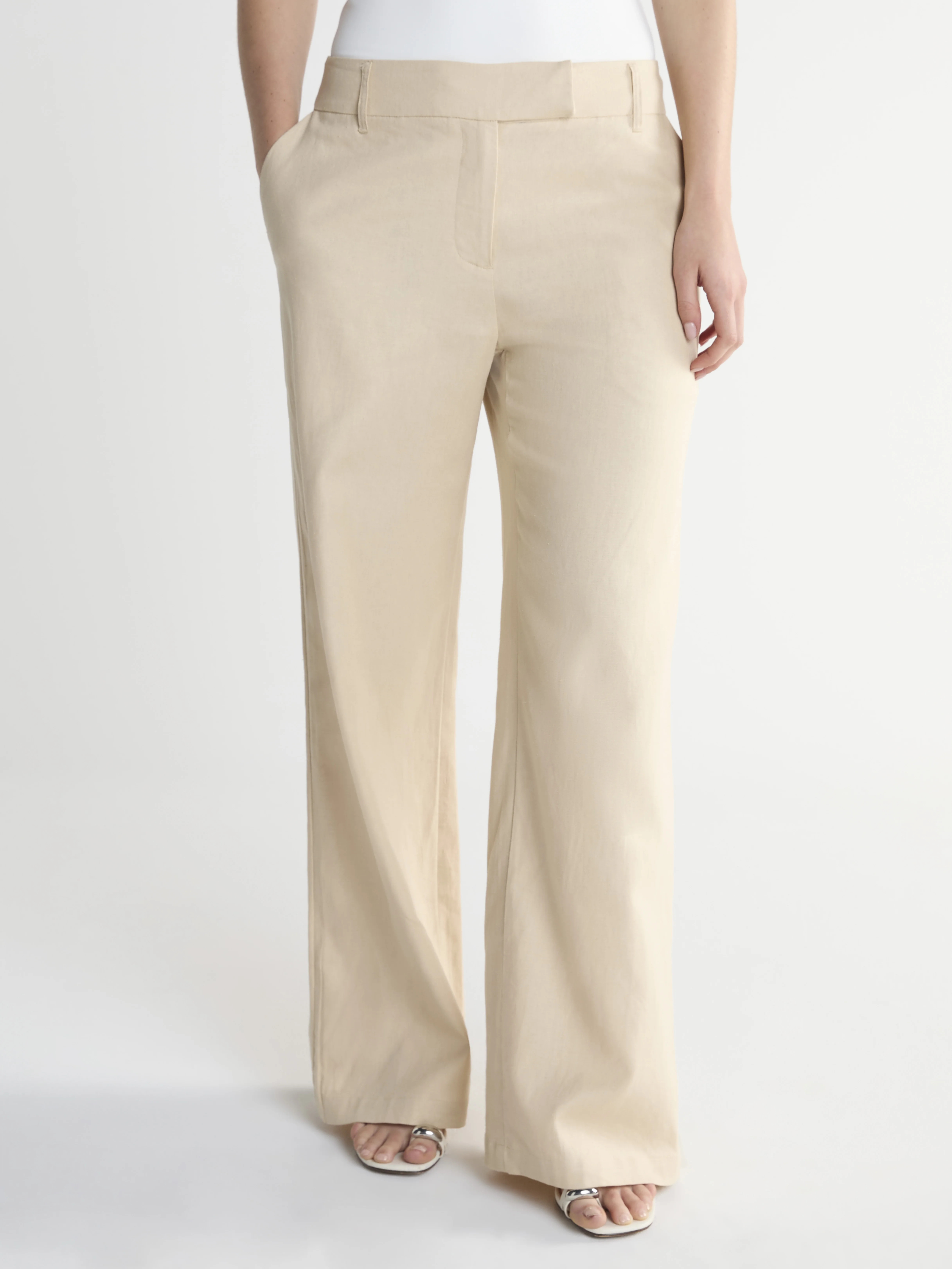Scoop Women's and Women’s Plus Linen Blend Tailored Wide Leg Pants, Sizes 0-26W | Walmart (US)