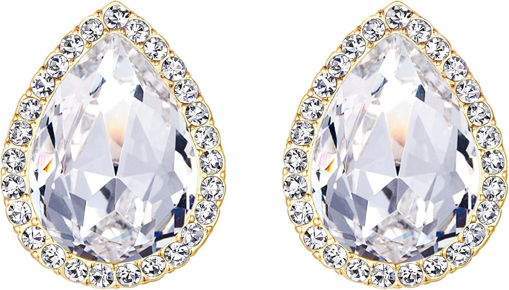 EVER FAITH Women's Austrian Crystal Wedding Teardrop Stud Earrings | Amazon (US)