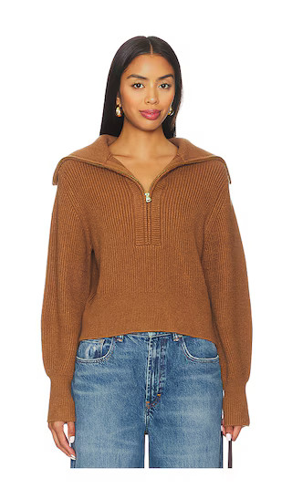 Maura Half Zip Rib Knit in Caramel Pecan | Revolve Clothing (Global)