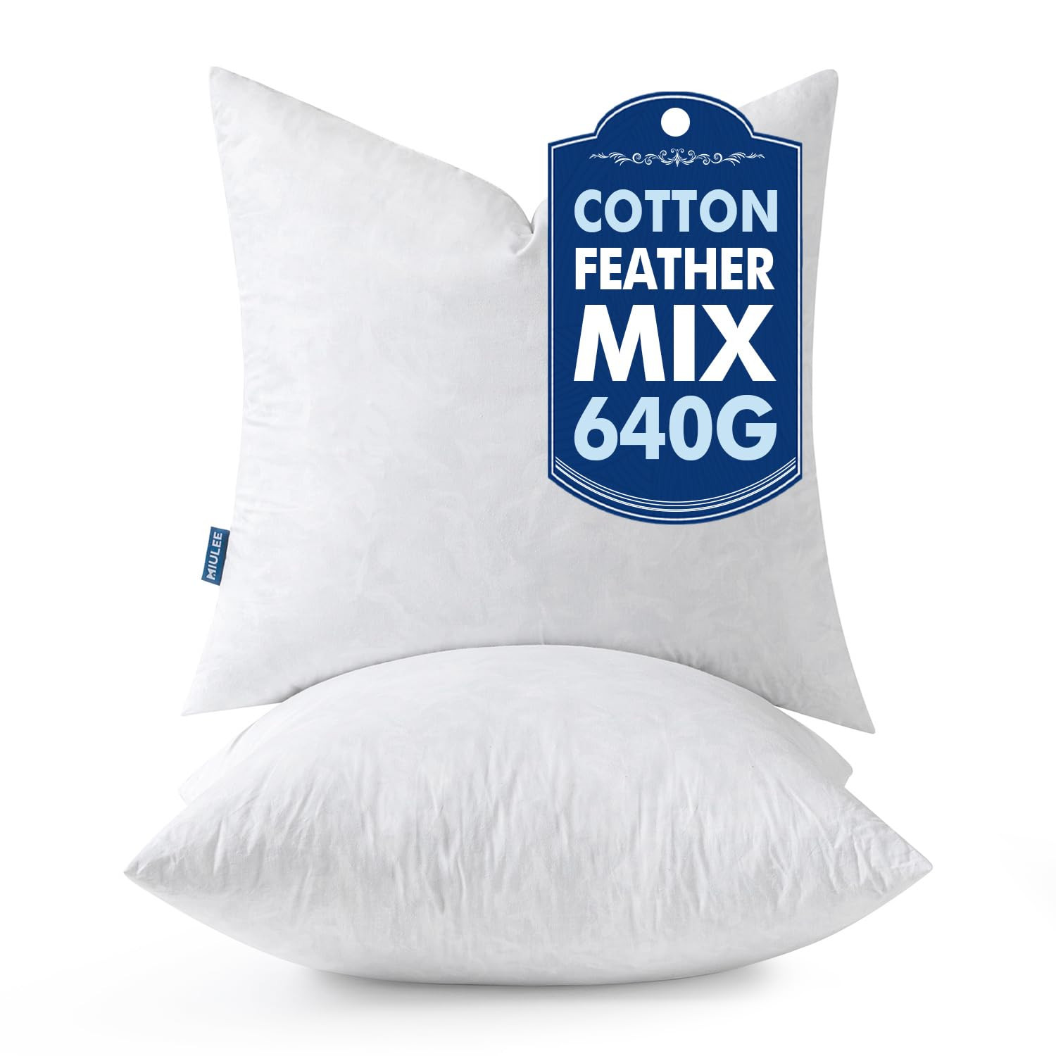 MIULEE Pillow Inserts 18x18 Inch Set of 2, Feather Mix Polycotton with Cotton Fabric Square Decor... | Amazon (US)