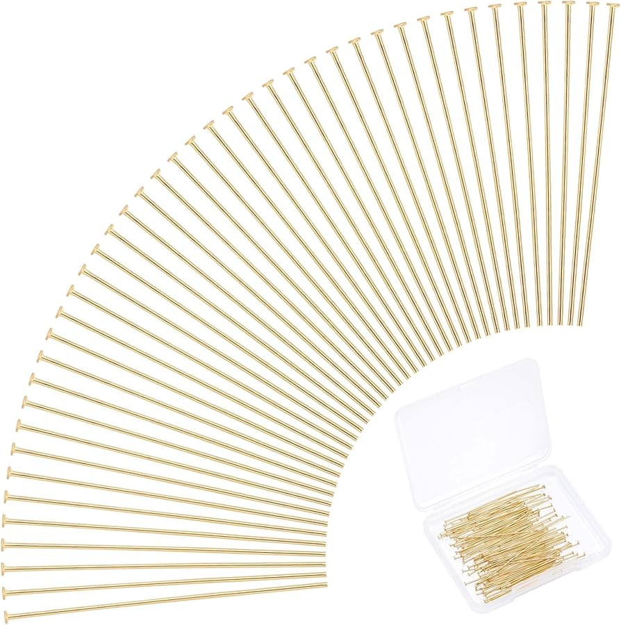 PH PandaHall 24K Gold Flat Head Pins, 100pcs 35mm 304 Stainless Steel Jewelry Making Pins 23 Guag... | Amazon (US)