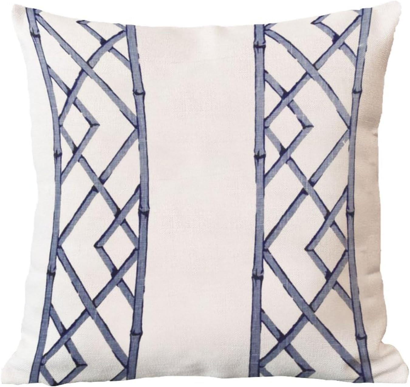 Blue and White Geometric Latticely Ultramarine 18x18 Throw Pillow Cover Zipper Bamboo Trellis Decorative Pillow Cover For Sofa Couch Living Room Housewarming Gift | Amazon (US)