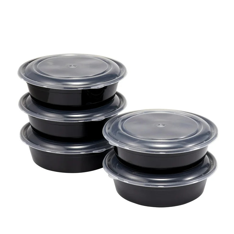 Mainstays 1L Round  Meal Prep Food Storage Container, 5 Pack - Walmart.com | Walmart (US)