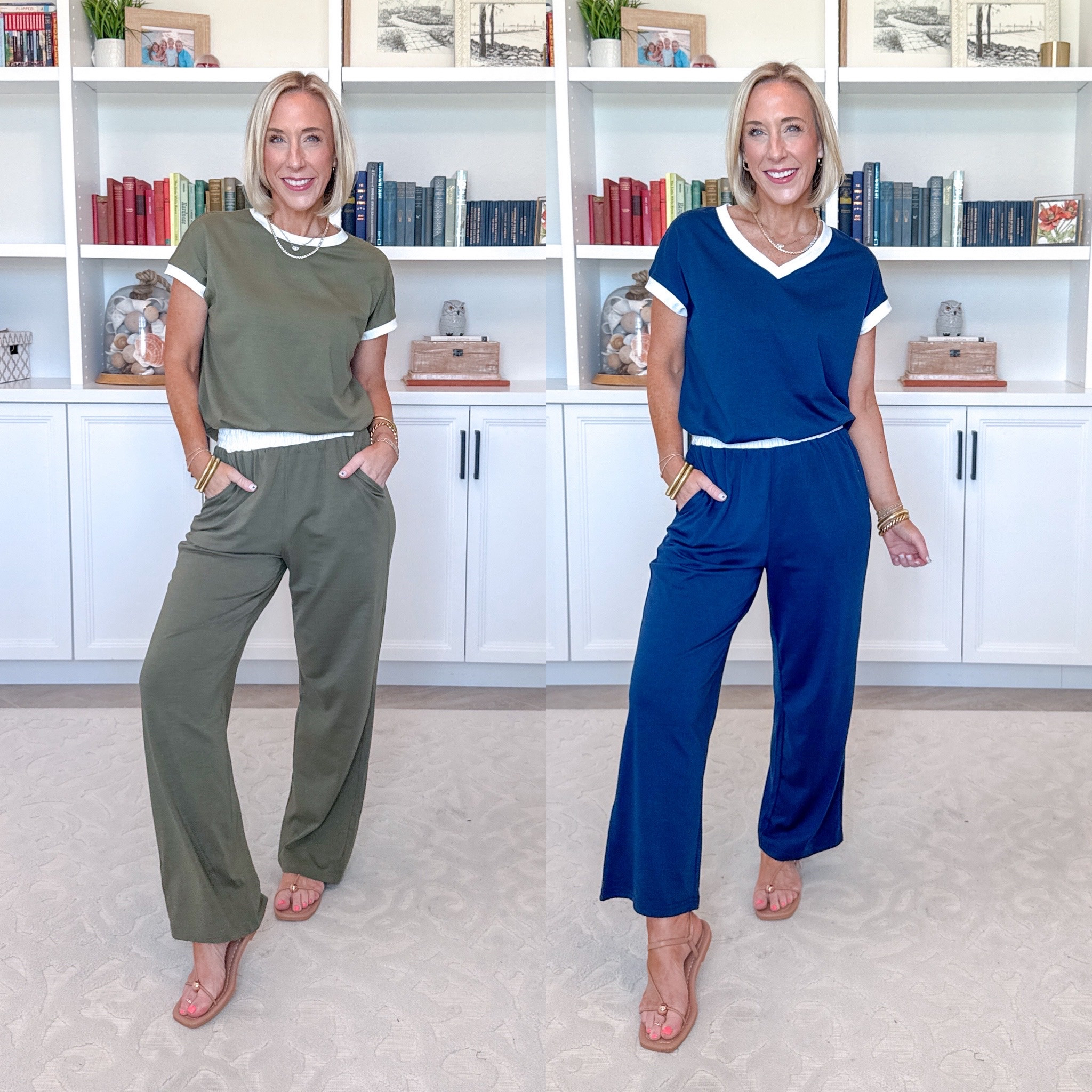 Two Piece Sets. Crewneck Color Block & Wide Leg Pants Two Piece Set - size Small. 13 colors. V-Neck Color Block & Wide Leg Pants Two Piece Set - size Small. 12 colors

#LTKSeasonal #LTKOver40