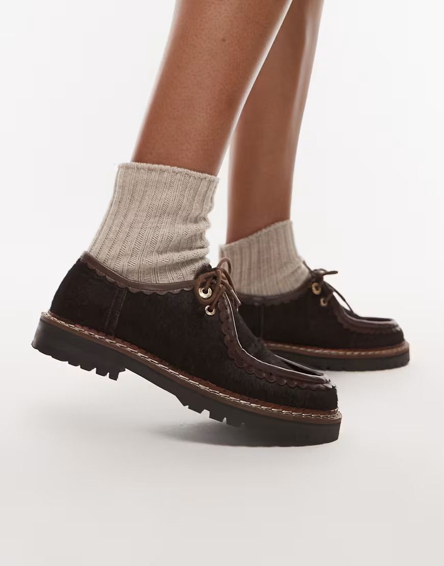 Bronx lace up loafers in horsehair brown | ASOS (Global)