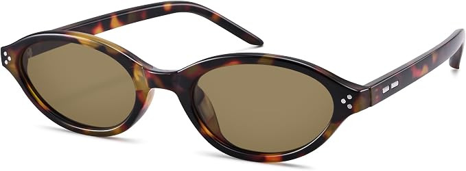 COASION Polarized Retro Oval Cat Eye Sunglasses for Women, Trendy Y2K 90s Narrow Sunnies, Small F... | Amazon (US)