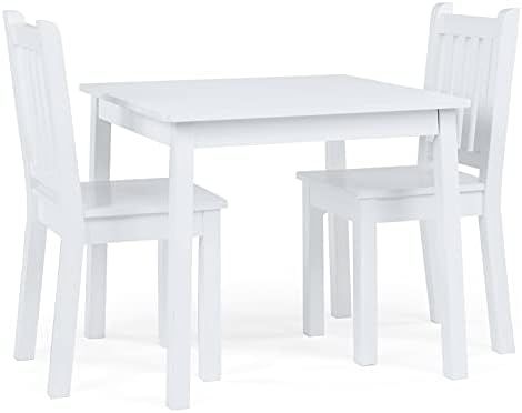 Humble Crew, White Kids Wood Square Table and 2 Chairs Set | Amazon (US)