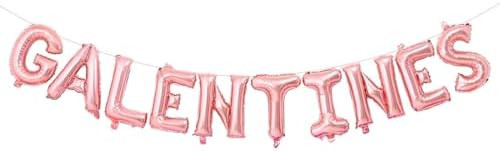 Galentines Day Decorations Rose Gold Foil Balloons Letter 16 Inches Tall Galentines Balloons Bann... | Amazon (US)