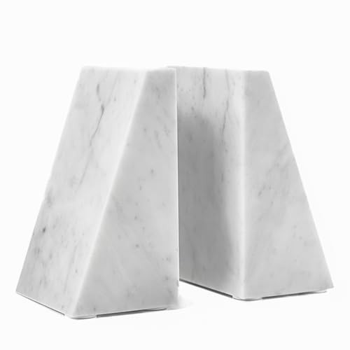 Marble Bookends for Shelves – Heavy Duty Non Slip Book Ends, Modern Decorative Marble Bookends for Office, Home, Kitchen – 2 Piece Set by Tovas | Amazon (US)