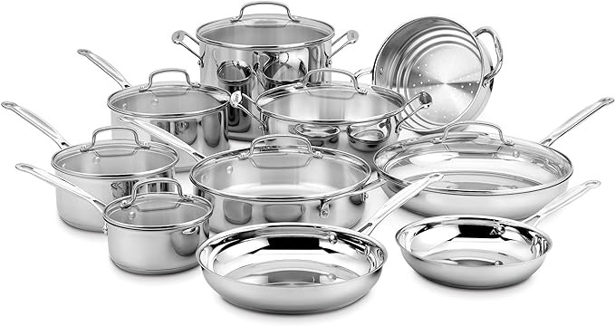 Cuisinart 17-Piece Cookware Set, Chef's Classic Steel Collection 77-17N | Amazon (US)