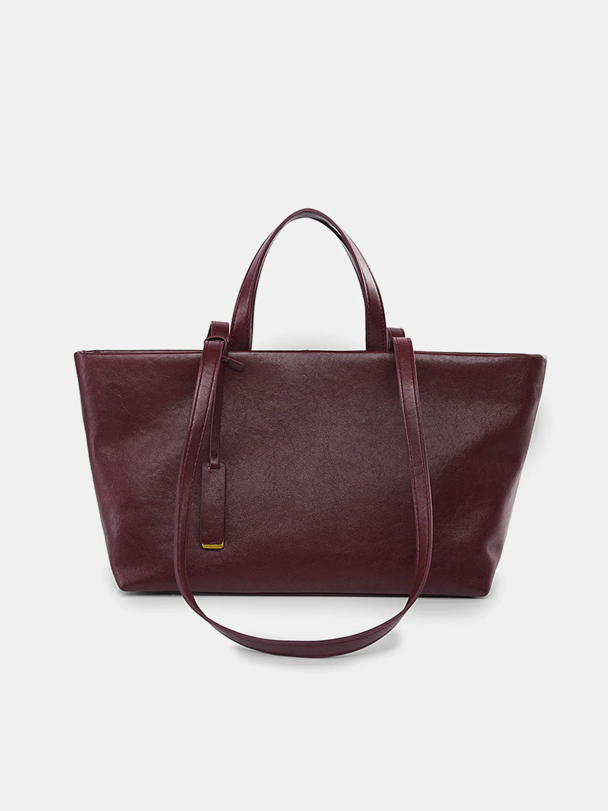 Faux Leather Large-Capacity Tote Bag | Commense